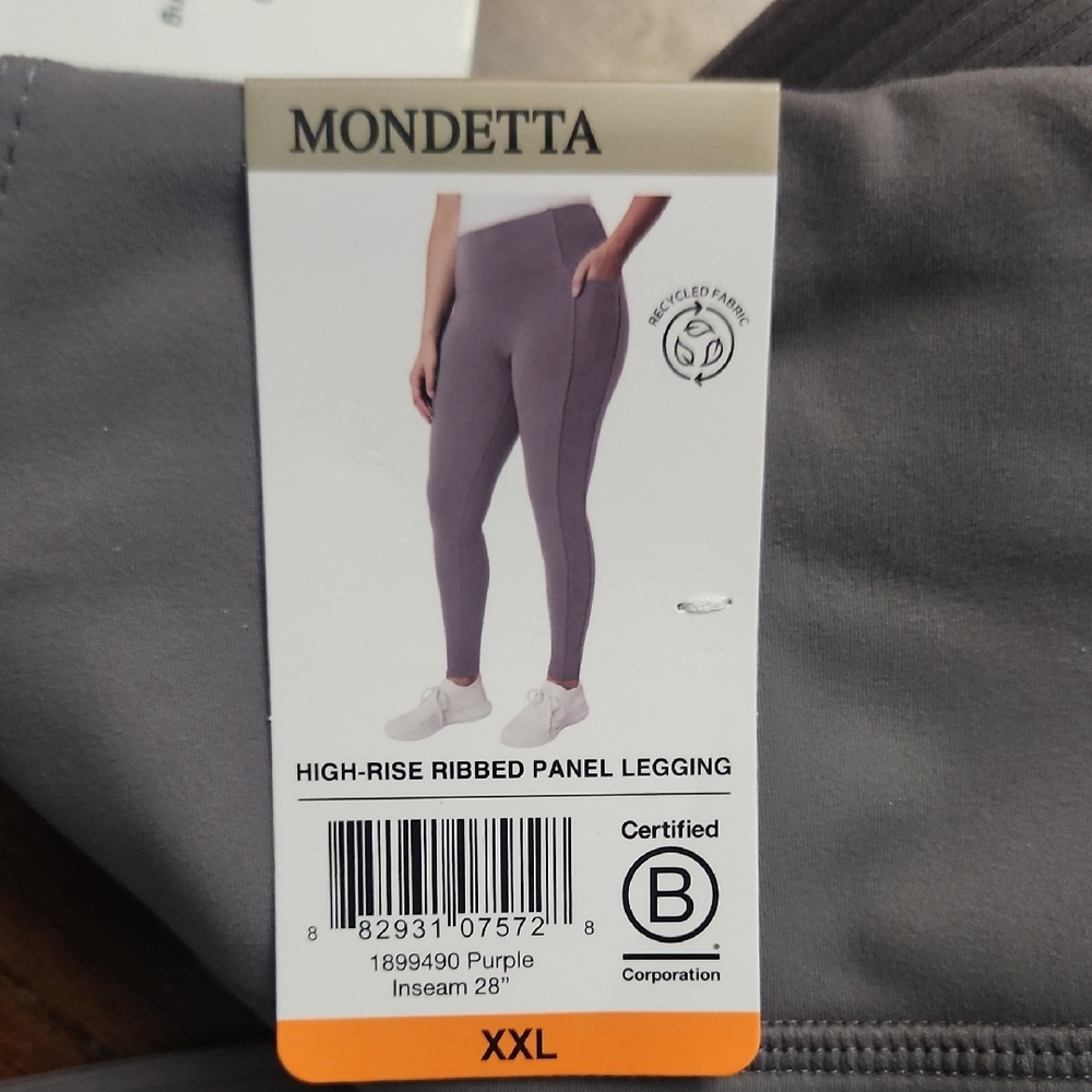 Mondetta Ribbed Panel Leggings - Lavender
